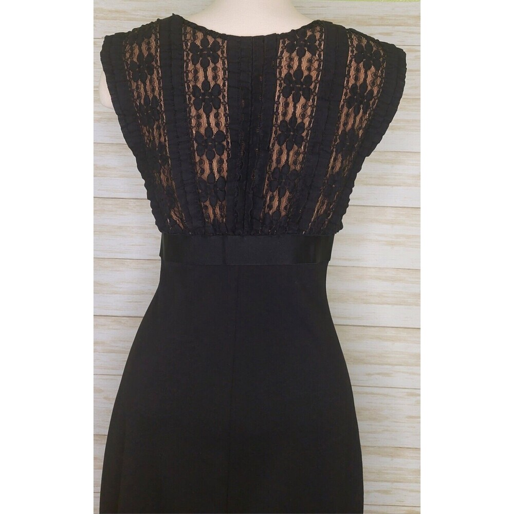 MAX STUDIO Womens Little Black Dress M Sheath Bodycon Sleeveless V-Neck Ruffles - Picture 3 of 13